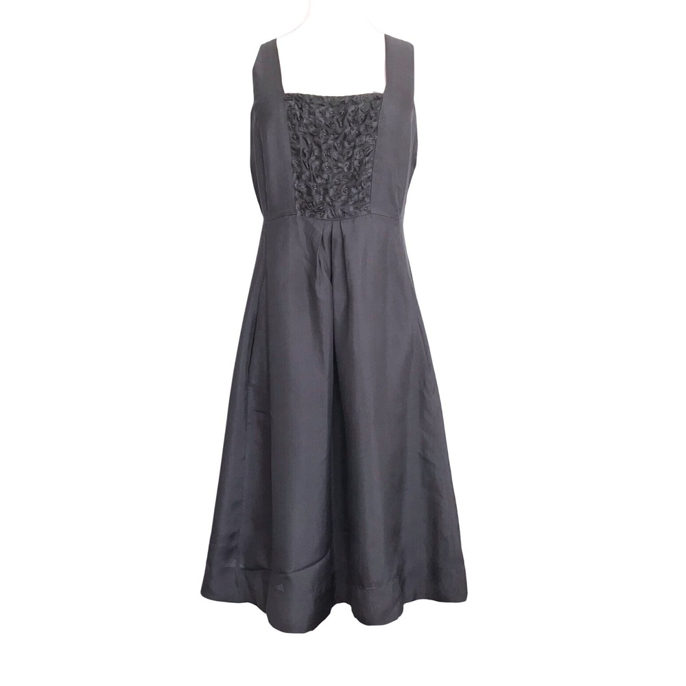 Eileen Fisher Dress Silk A Line‎ Women Size XS Gray Sleeveless Knee Length